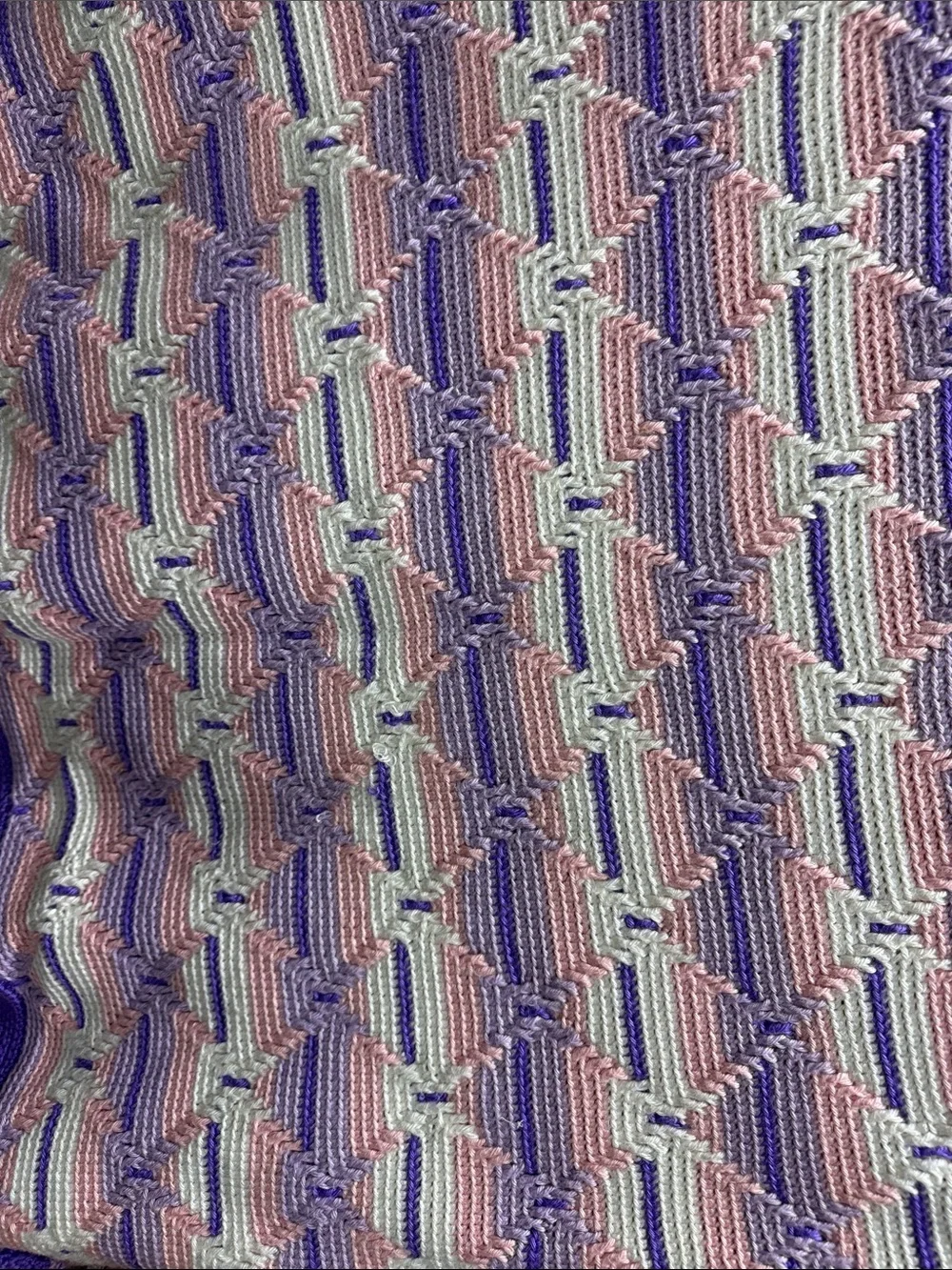 Pastel Pink & Lavender Knit Throw Blanket by